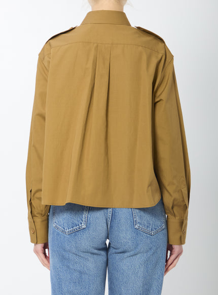 Celine Cropped Shirt In Cotton And Linen