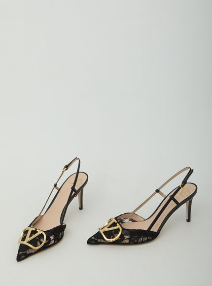Valentino Garavani Vlogo Signature Slingback Pumps In Lace