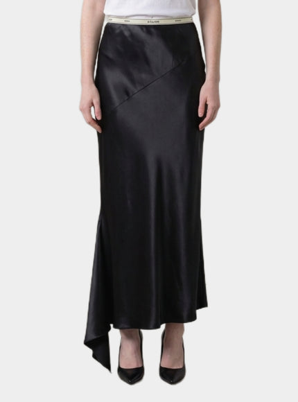 Celine Midi Skirt In Viscose Satin Black