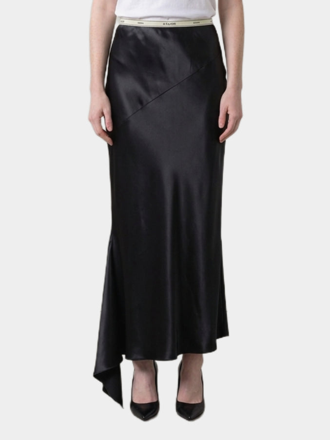 Celine Midi Skirt In Viscose Satin Black