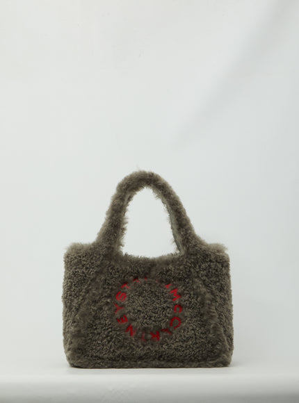 Stella Mccartney Teddy-effect Logo Tote Bag QT Grey