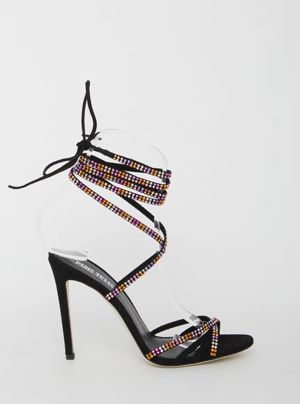 Paris Texas Holly Nicole Crystal Lace-Up Sandals Multicolor