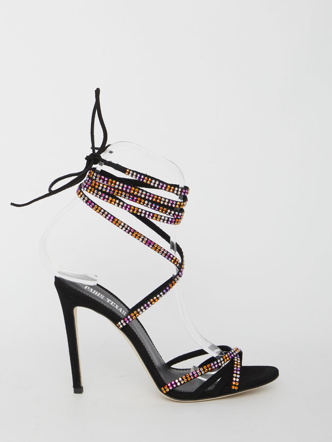 Paris Texas Holly Nicole Crystal Lace-Up Sandals Multicolor