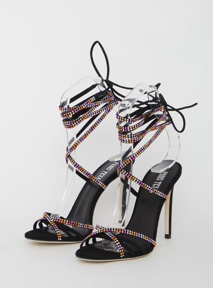 Paris Texas Holly Nicole Crystal Lace-Up Sandals