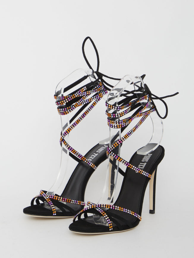 Paris Texas Holly Nicole Crystal Lace-Up Sandals