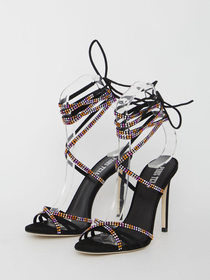 Paris Texas Holly Nicole Crystal Lace-Up Sandals