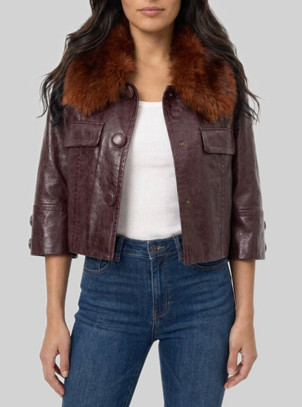 Chloe Short Leather Jacket Purple