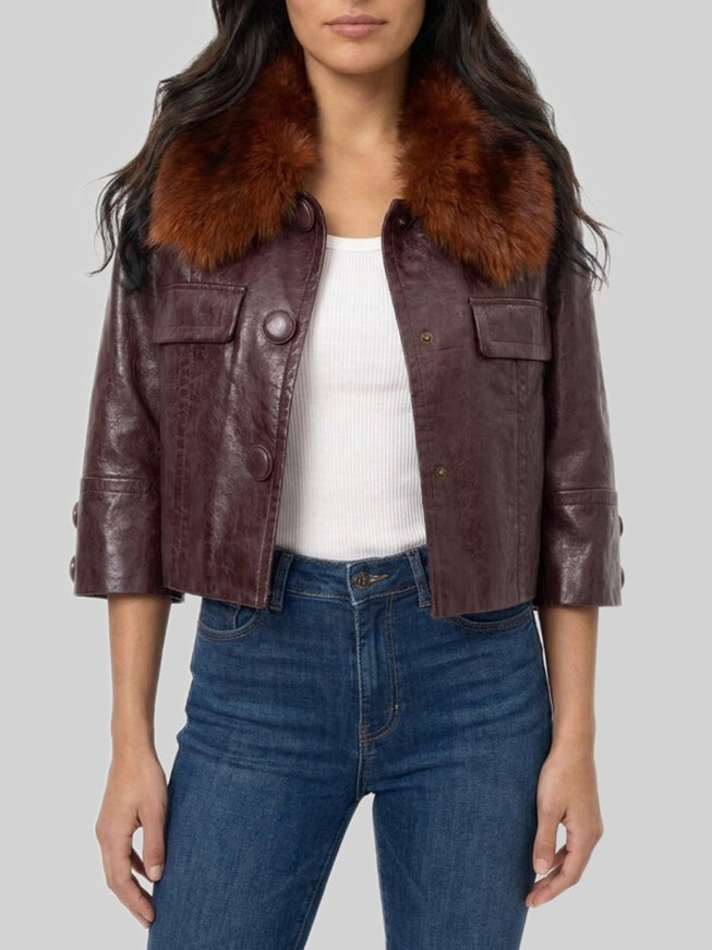 Chloe Short Leather Jacket Purple