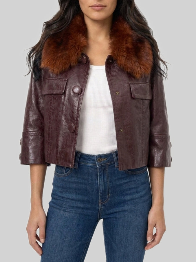 Chloe Short Leather Jacket Purple