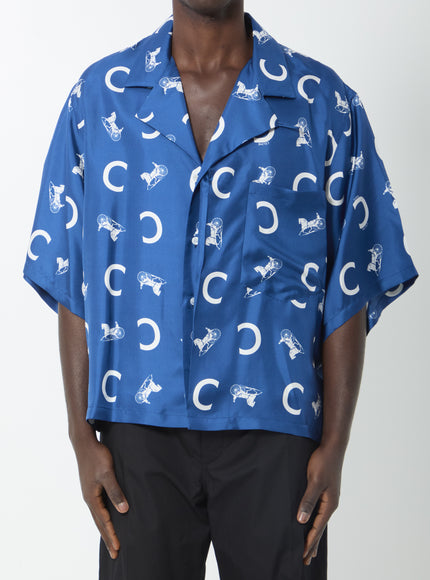 Celine Silk Twill Scout Shirt Blue