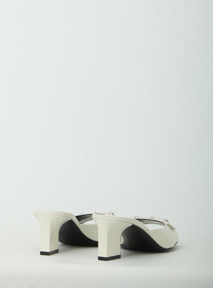 White Bamboo Signora Mules 