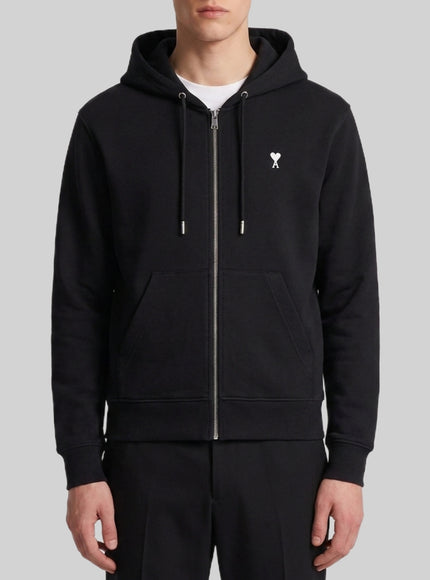Ami Paris Ami De Coeur Zip-up Hoodie Black