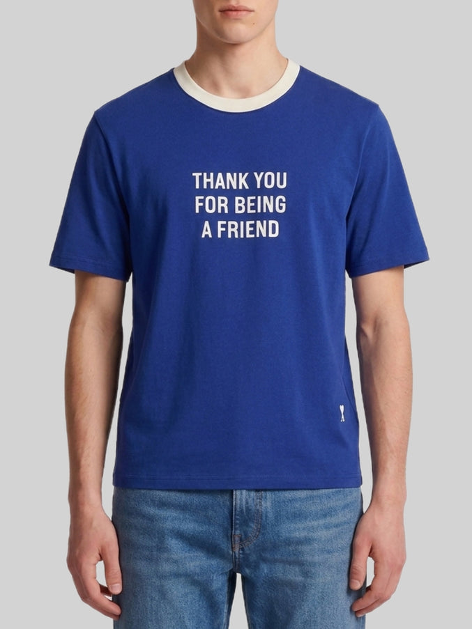 Ami Paris Printed Blue Cotton T-shirt Blue