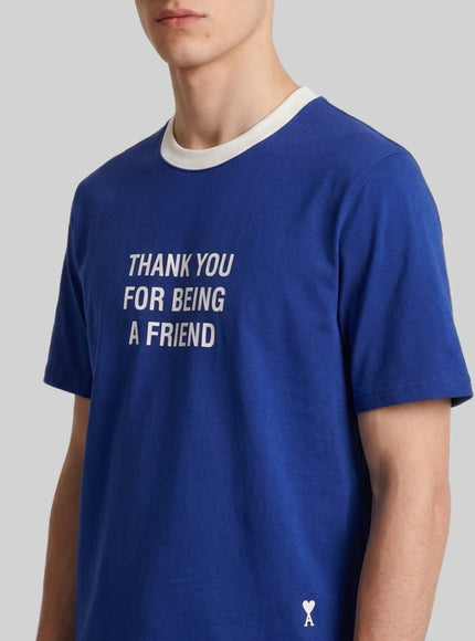 Ami Paris Printed Blue Cotton T-shirt