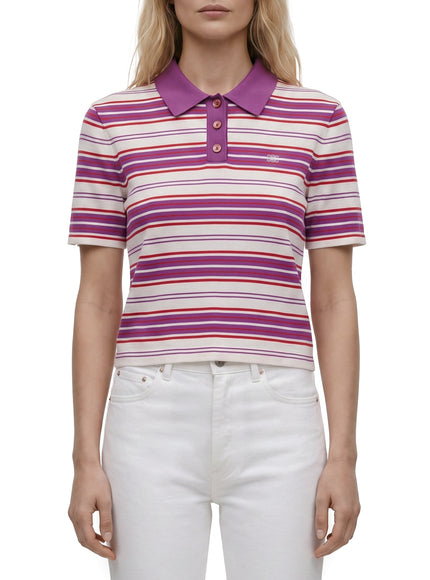 Celine Striped Cotton Polo-style Sweater White