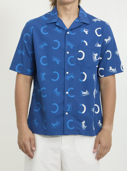 Celine Cotton Poplin Bowling Shirt Blue
