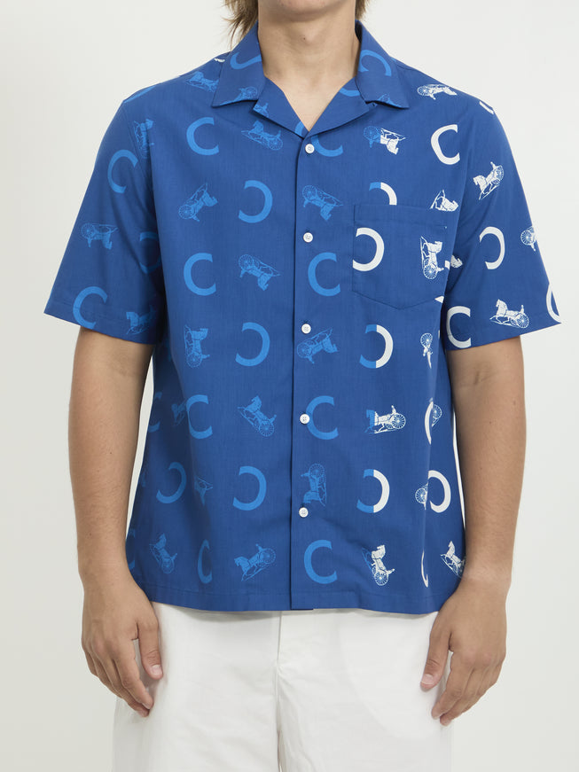 Celine Cotton Poplin Bowling Shirt Blue