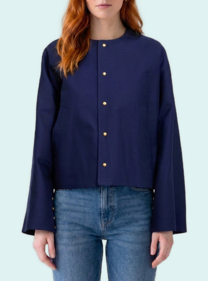 Celine Cotton Gabardine Cardigan Jacket Blue