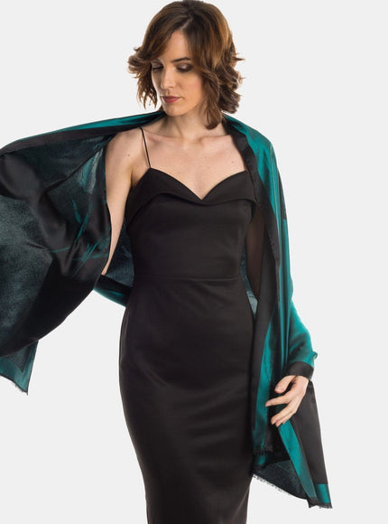 Elizabetta Fortuna Silk Shawl in Emerald Green