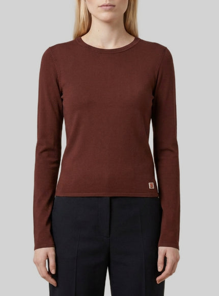 Saint Laurent Cassandre Long-sleeve Top Brown