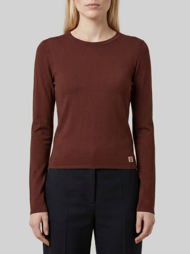 Saint Laurent Cassandre Long-sleeve Top Brown