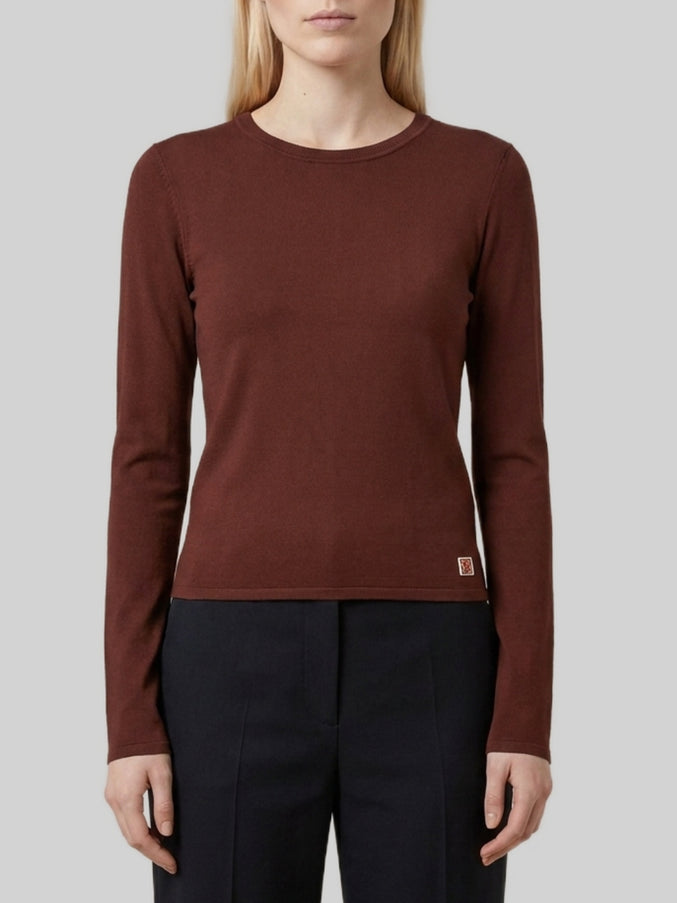 Saint Laurent Cassandre Long-sleeve Top Brown