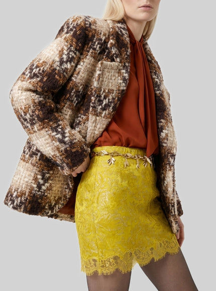 Saint Laurent Brocade And Lace Baroque Mini Skirt