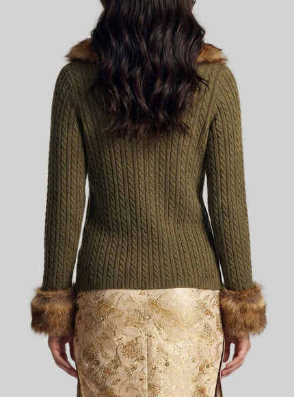 Saint Laurent Cardigan With Shearling Fur