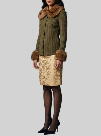 Saint Laurent Cardigan With Shearling Fur