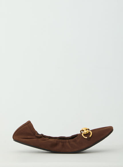 Gucci Prima Ballerina Flat In Suede Brown