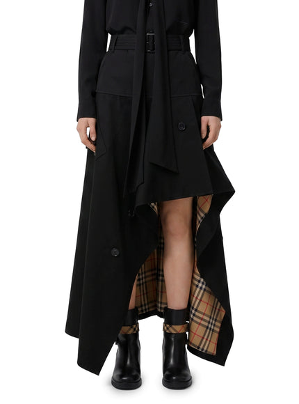 Burberry Asymmetric Midi Trench Skirt Black
