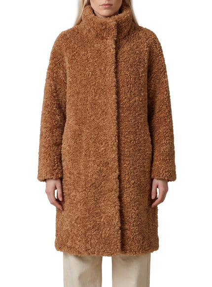 Herno Curly Faux Fur Coat Beige
