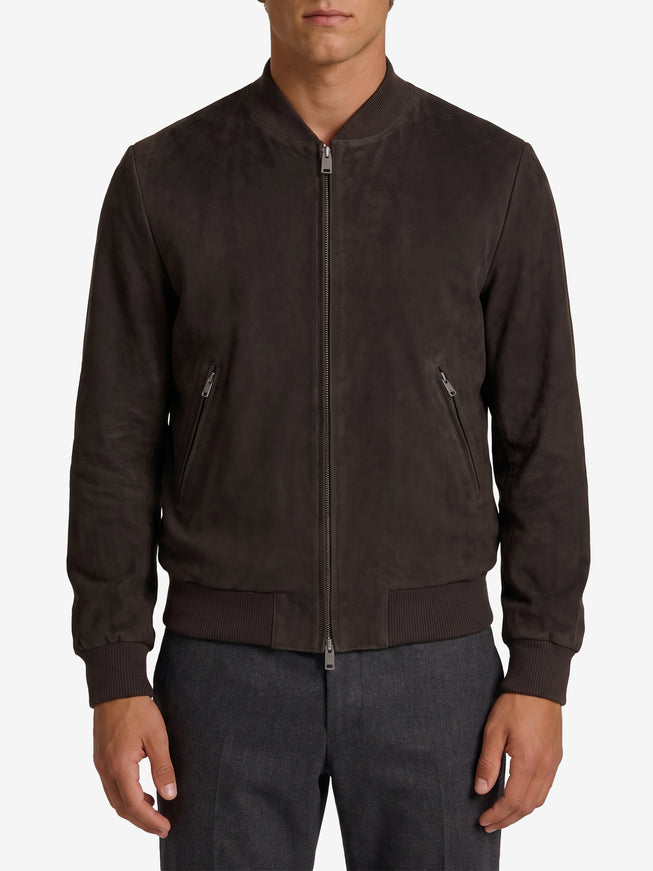 Arma Didier Suede Bomber Jacket Brown
