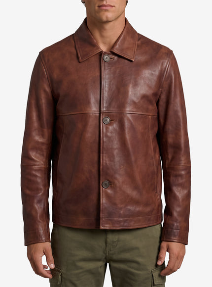 Arma Steep Leather Jacket Brown