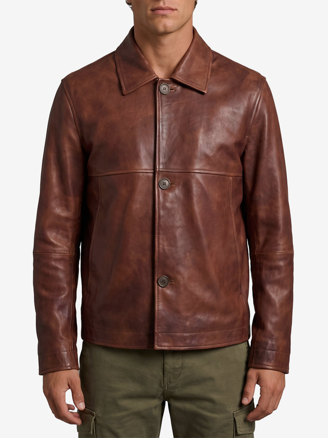 Arma Steep Leather Jacket Brown