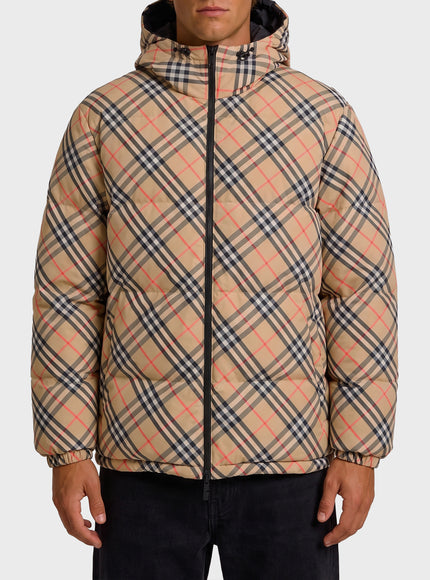 Burberry Reversible Snowdonia Check Down Jacket Beige
