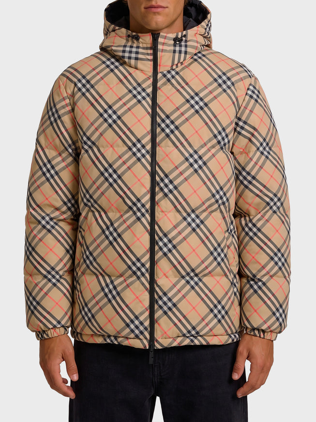 Burberry Reversible Snowdonia Check Down Jacket Beige