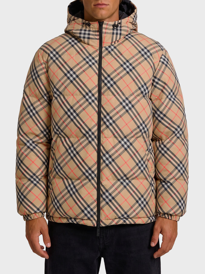 Burberry Reversible Snowdonia Check Down Jacket Beige