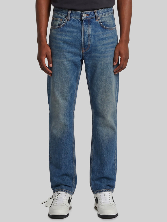 Off White Slim Relax Half Harrow Jeans Blue
