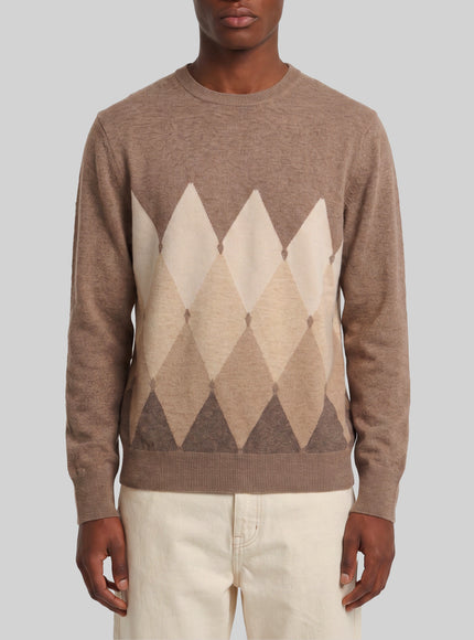 Ballantyne Cashmere Crewneck Diamond Sweater Brown