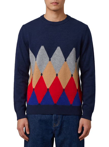 Ballantyne Cashmere Crewneck Diamond Sweater Blue