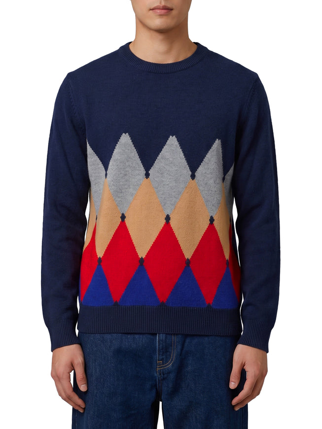 Ballantyne Cashmere Crewneck Diamond Sweater Blue