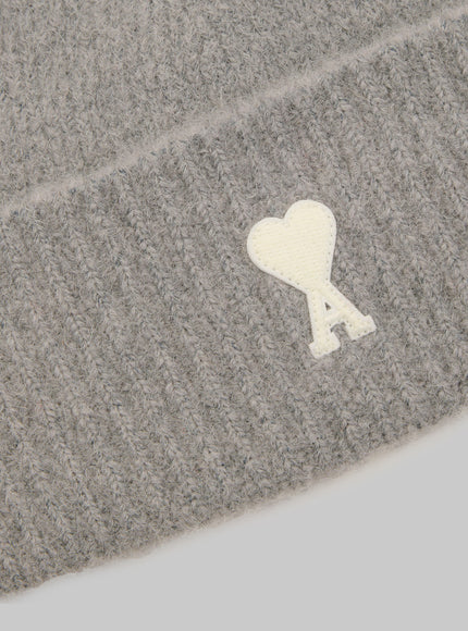 Ami Paris Grey Alpaca Ami De Coeur Beanie