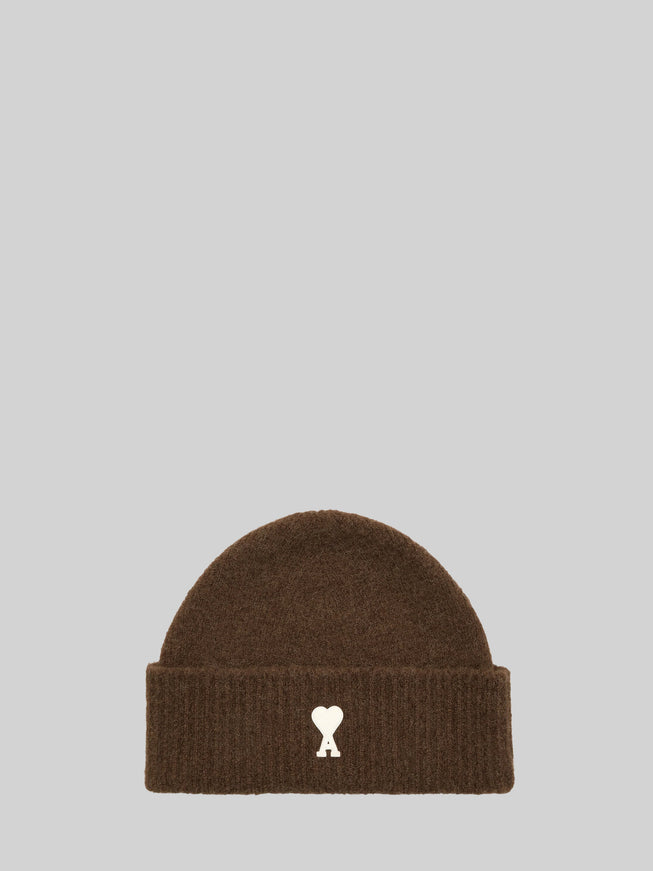 Ami Paris Brown Alpaca Ami De Coeur Beanie QT Brown
