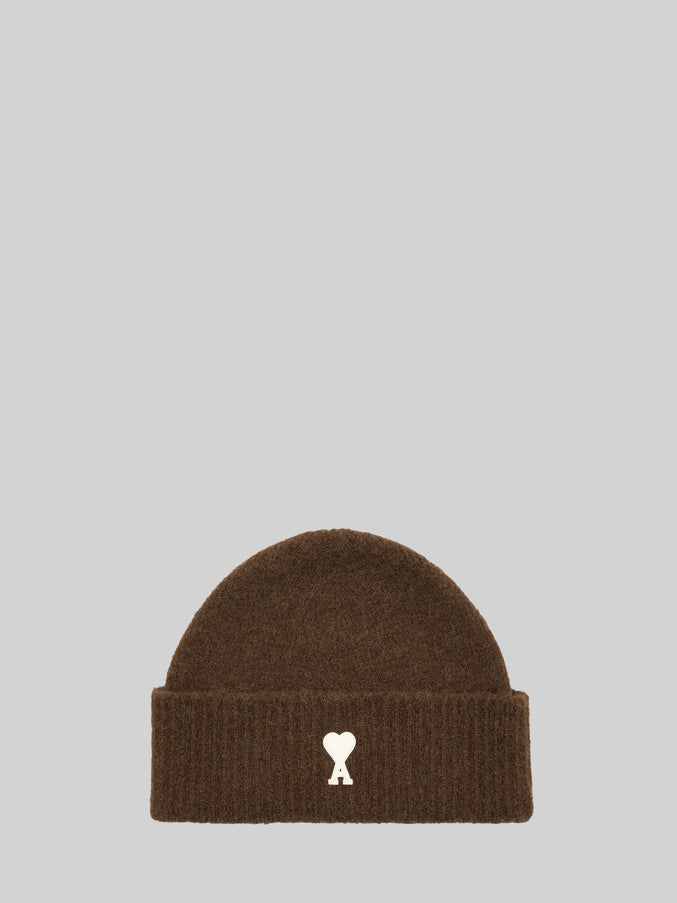 Ami Paris Brown Alpaca Ami De Coeur Beanie QT Brown