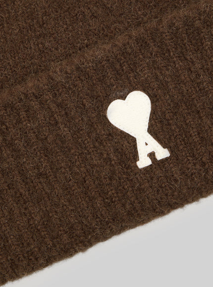 Ami Paris Brown Alpaca Ami De Coeur Beanie