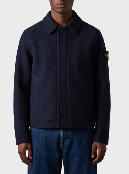 Stone Island Felted Rws Wool Cardigan Blue