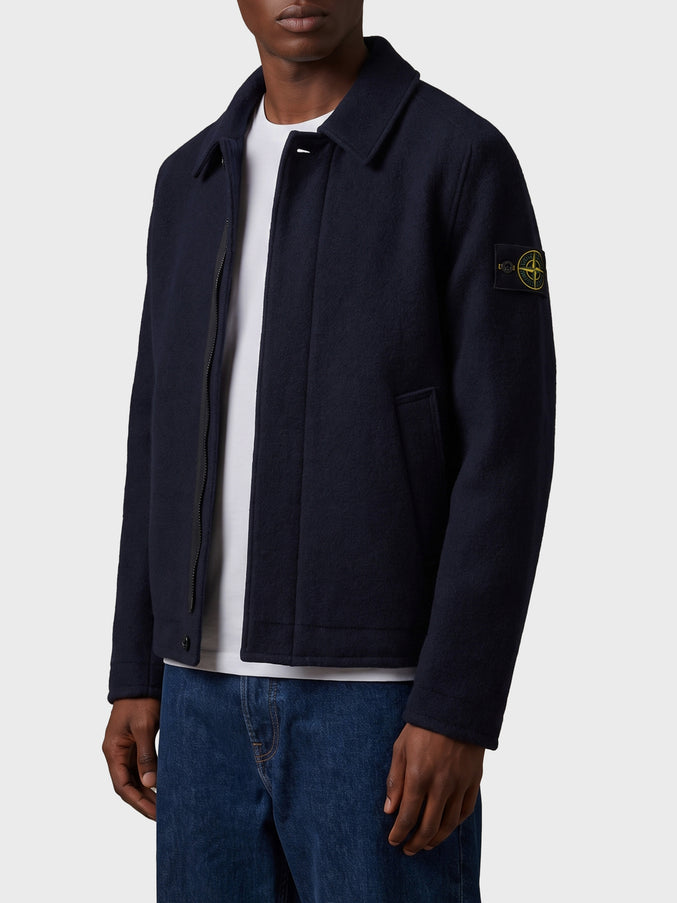 Stone Island Felted Rws Wool Cardigan