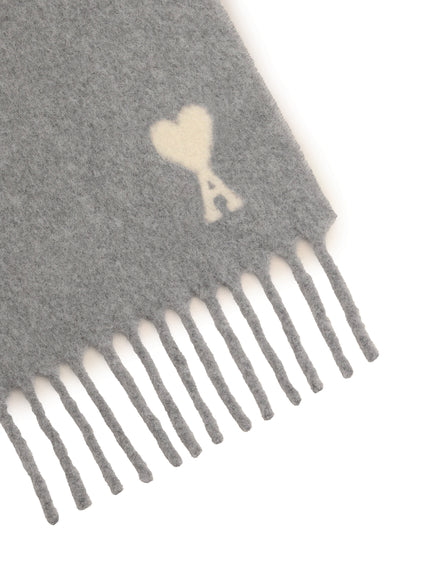 Ami Paris Grey Alpaca Ami De Coeur Scarf
