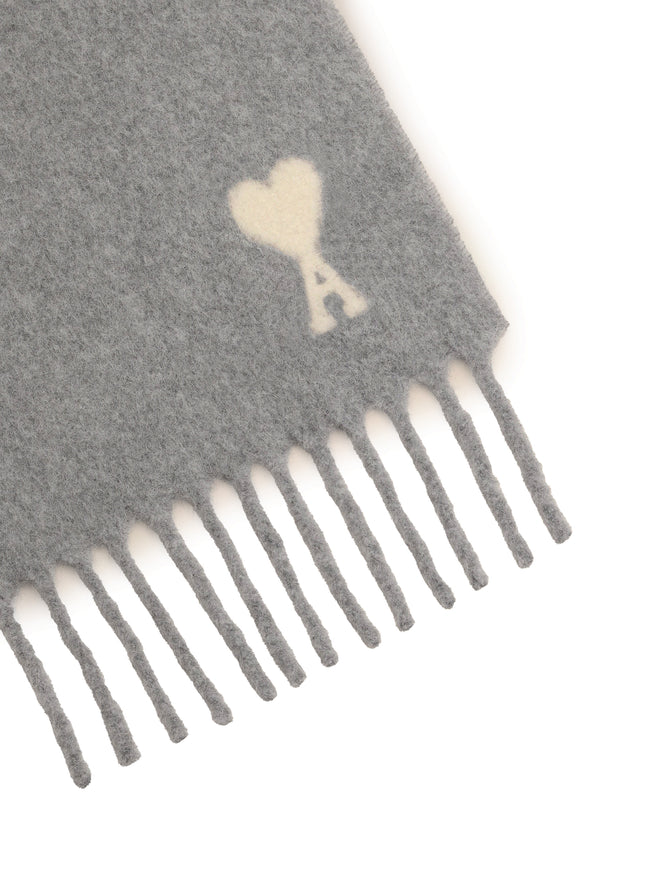 Ami Paris Grey Alpaca Ami De Coeur Scarf